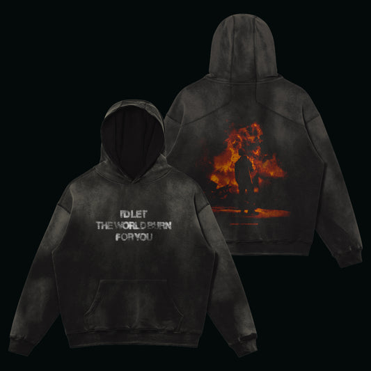 'LET THE WORLD BURN' - Sun Faded Hoodie